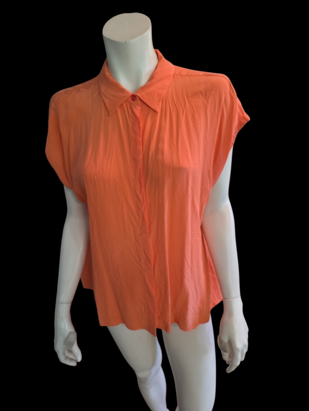 Equipment Femme Coral Button-Down Cap Sleeve 100% Silk Blouse